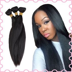 Grade 7A Brazilian Remy Human Hair Double Weft Natural Black 3 Bundles Of 18 Inch Silky Straight Hair Extensions For American Women 300G PACK 18" 1B