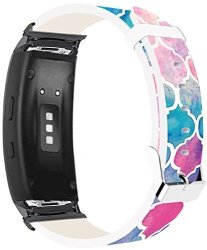 Samsung Galaxy Gear FIT2 Pro Strap Leather Replacement - Samsung Galaxy Gear Fit 2 FIT2 Pro Bands Black Connectors Pink Lovely Design Personalized