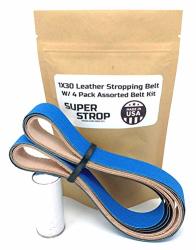 1X30 Inch Assorted Belt Kit With Super Strop Leather Honing Polishing Belt Buffing Compound Included