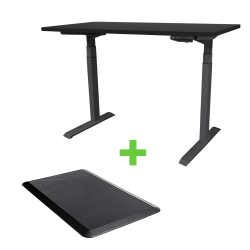 Tekdesk V2.0 Black Frame Height Adjustable Electronic Standing Desk Plus Anti-fatigue Mat COMBO - Tekdesk V2.0 Black Frame & Matt Black Top & Mat