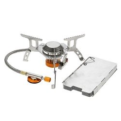 Lixada Camping Gas Stove Ultralight Compact Foldable Backpacking Gas Stove With 9-PLATE Camp Stove Windscreen Windshield Cookware Set