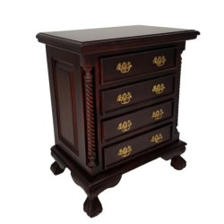 Mahogany Chippendale Bedside Pedestal - 4 Drawers Sotran Dekorativ