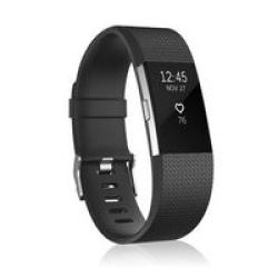 Linxure Silicone Strap For Fitbit Charge 2 Black - Large