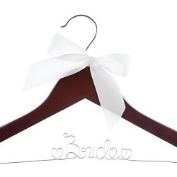 Bride To Be Wedding Dress Hanger Wooden And Wire Hangers For Gown Mahogany Wood Silver Wire