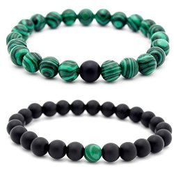 Mens Womens Bracelets Bead 8 Mm Decorative Bracelets Green Black For Boys Girls Valentines Holiday Gift 2 Pcs