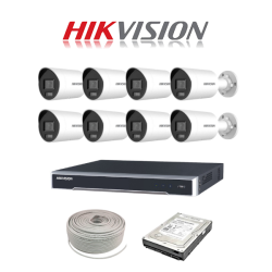 Hikvision 8CH Ip Colorvu Nvr Kit - 8CH 4K Nvr - 8 X 4MP Ip Colorvu Cameras - 2TB Hdd -100M Cable - Colour