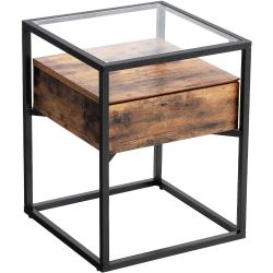 Athens Rustic Bedside Table Brown