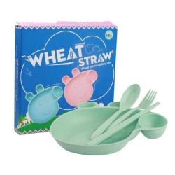 4AKID Wheat Straw Peppa Pig Plate For Toddlers - Green