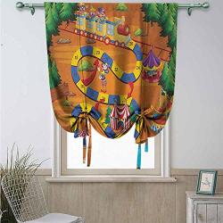 Mannwarehouse Kitchen Curtain Thermal Light Filtering Window Curtain For Living Room Kids Activity Helping The Lost Clowns Circus Themed Colorful Cartoon Amusement Park Design