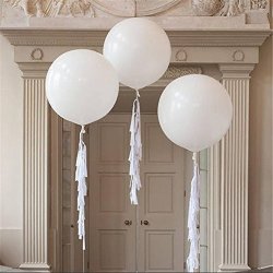 Giant Balloons 36-INCH White Balloons Premium Helium Quality PKG 6 For Birthdays Wedding Photo Shoot And Festivals Christmas And Event Decorations