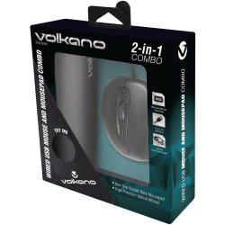 Volkano Slick Wired Mouse Black With Mousepad