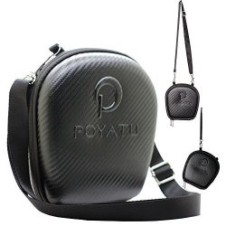 Poyatu Full Size Hard Case For Samsung Level U Pro Wireless Bluetooth Earbuds Headphone Carry Case Box With Shoulder Strap Black