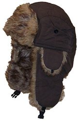 Winter Best Hats Solid Color Nylon Russian trapper W soft Faux Fur Hat One Size - Brown