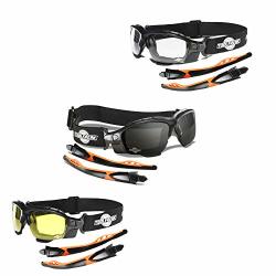 Toolfreak Spoggles Work And Sports Safety Glasses Clear Smoke And Yellow Tinted Lens Mega Bundle Offer Foam Padded Ansi Z87 Rated With Impact And