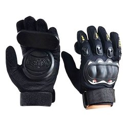 Standard Longboard Downhill Slide Gloves Skate Gloves With 2 Set Replaceable Slider Puck Set - Black