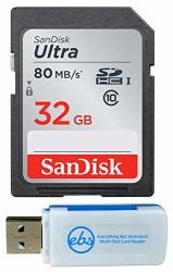 Sandisk 32GB Sdhc Sd Ultra Memory Card 80MB S Class 10 Works With Sony Cyber-shot DSC-W800 W830 W810 Digital Camera SDSDUNC-032G-GN6IN Plus 1 Everything But