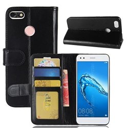 Huawei Y6 Pro 2017 Case Gift_source Credit Card Slot Wallet Style Premium Soft Pu Leather Case Folio Flip Magnetic Closure Cover & Stand Feature