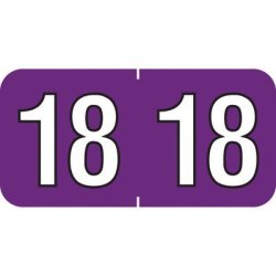 2018 End Tab Year Label Purple - Polylaminated 500 ROLL - 4 Rolls