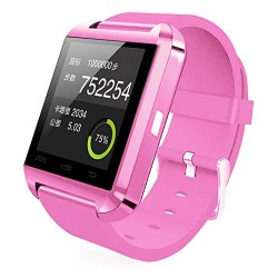 Prime U8 Bluetooth V4.0 Bluetooth Wrist Smart Watch Wristwatch Uwatch For Ios Android Iphone 4 4s 5 5c 5s Samsung S2 s3 s4 note 2 note 3 Htc Sony Blackberry Pink