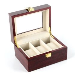 Watch 3 Grid Display Collection Case - Cherry Wood