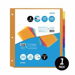 Os Plus 8-TAB Plastic Binder Dividers Insertable Multicolor Big Tabs 1 Set