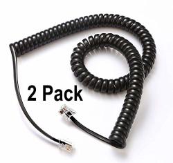 Phone Line Handset Cords Black 2 Pack