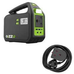 GIZZU - 242WH Portable Power Station & 3M Heavy Duty Extension Lead Black