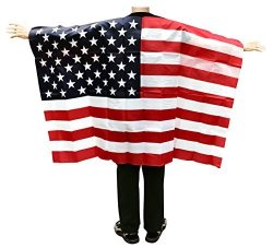 Pack Of 2 Pieces Usa Flag Cape For Patriotic Gatherings Parades Or Picnics Including One Strip Of Patriotic Stickers Per Cape