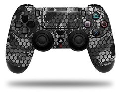 Vinyl Skin Wrap For Sony PS4 Dualshock Controller Hex Mesh Camo 01 Gray Controller Not Included