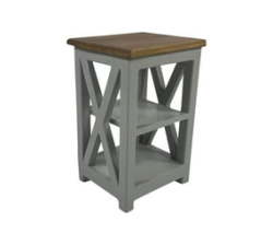 Jeffreys Bay Bedside And Sofa Side Table Pedestal Silver Shadow & Farmhouse Flair Finish