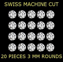20 Pieces Aaaaa - 3 X 3 Mm Round Brilliant Cut Diamond Simulate Lot - Worlds Best Simulates