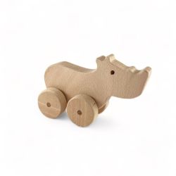 Wooden Rhino Toy Push Car