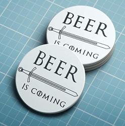Ideas From Boston-game Of Throne Coaster Set Beer Is Coming Sign Got Best Gifts Set Of 4 Mdf Round Shape Coaster Game Of Thrones Party Decorations