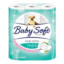 Baby Soft 2 Ply Toilet Paper MINI White 9