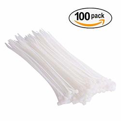 Pack Of 100 8 Inch Multi-purpose Cable Ties Self Locking Cabie Ties With Ultra Strong Plastic White