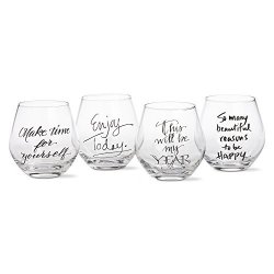 Tag - Sentiment Stemless Wine Glasses Perfect For All Wines And All Occasions Clear Set Of 4 3.75" X 4"