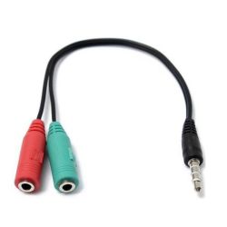3.5MM Male To 2 X Female 3.5MM Splitter Adapter Cable - Black