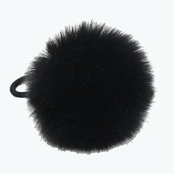 Susulu 12PACK Soft Ball Faux Rabbit Fur 7-8CM Pom Pom Hair Scrunchies Elastic Ponytail Holder For Women Black
