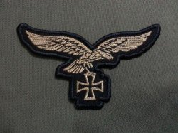 German Luftwaffe Gold Eagle With Iron Cross Woven Patch Sew On