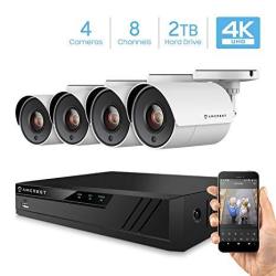 Amcrest 4K Security Camera System 8CH 8MP Hd-cvi Video Dvr With 4X 4K 8-MEGAPIXEL Indoor Outdoor Weatherproof IP67 Cameras 2TB Hard Drive 100FT Nigh