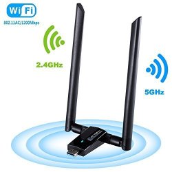 1200MBPS Wireless USB Wifi Adapter Faytun Wifi Adapter AC1200 Dual Band 2.4GHZ 300MBPS 5GHZ 867MBPS 802.11 Ac a b g n High Gain Dual Antennas Network Wifi USB 3.0 For