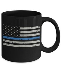 Thin Blue Line American Flag Coffee Mug- Retired Police Officer Gift -firefighter Collectibles -firefighter Wife Mugs-usflag Thin Blue Line Birthday Gifts For Her him men women mom dad wife husband