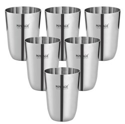 6 X Mintage Dinnerware Stainless Steel Drinking Water Glass Tumbler - 8.4 Ounce MTG-UN43A