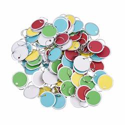 Fanrel 100 Pieces Metal Rimmed Key Tags Round Paper Tags With Split Rings 31MM Multicolor