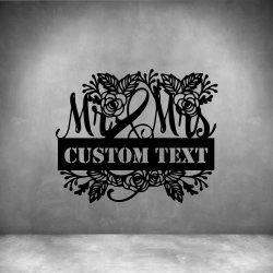 Mr And Mrs 3 With Custom Text - 300MM Matt Black