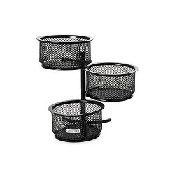 Rolodex Mesh Collection 3-TIER Swivel Tower Sorter Black 62533