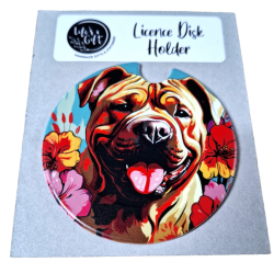 Funky & Colourful Licence Disk Holder - Chinese Shar-pei
