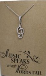 Crcs -stainless Steel Necklace On Card-music Note & Bb