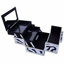 SM-2176 Aluminum Makeup Train Case For Storage Jewelry Cosmetic Cases Makeup Storage Organizer Box With Mirror And Compartments 9"X6"X6