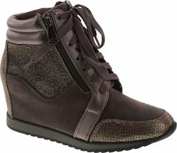 Forever Link Women's SHEA-42 Fashion Wedge Sneakers Grey 8